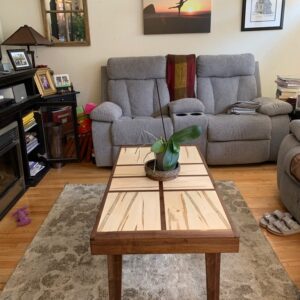 Ambrosia Maple Inlaid in Walnut Coffee Table